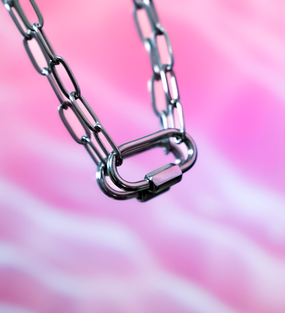 Silver carabiner necklace 