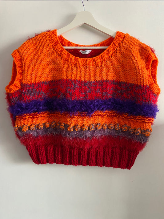 Multi Coloured Hand-knit Tank Top
