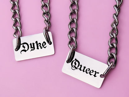 DYKE engraved silver chain
