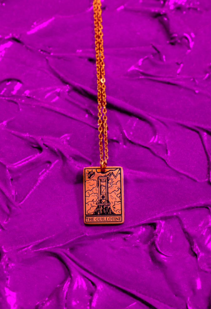 Rose gold The Guillotine Tarot Necklace