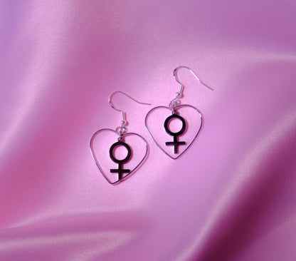 Heart & venus earrings in Silver