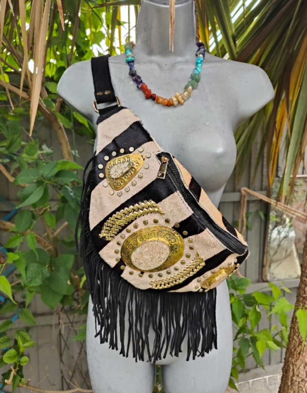 Dolly bum bag / crossbody with Moroccan stone detailing ZEBRA