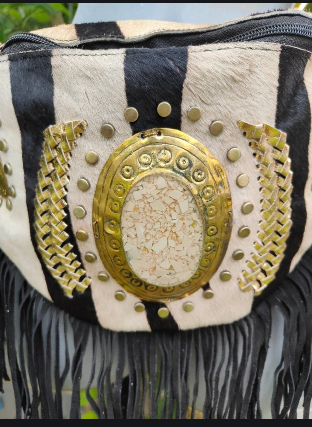 Dolly bum bag / crossbody with Moroccan stone detailing ZEBRA