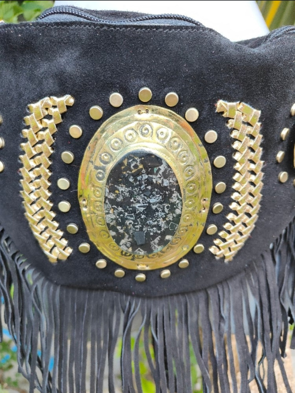 Dolly bum bag / crossbody with Moroccan stone detailing BLACK