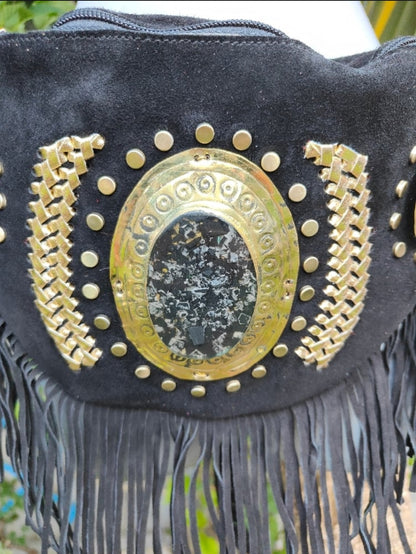 Dolly bum bag / crossbody with Moroccan stone detailing BLACK