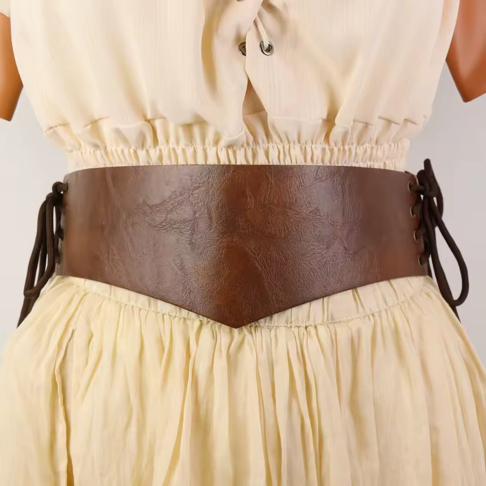 Brown Corset Tie Belt 