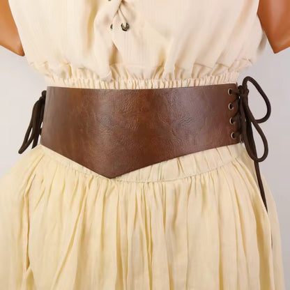Brown Corset Tie Belt 