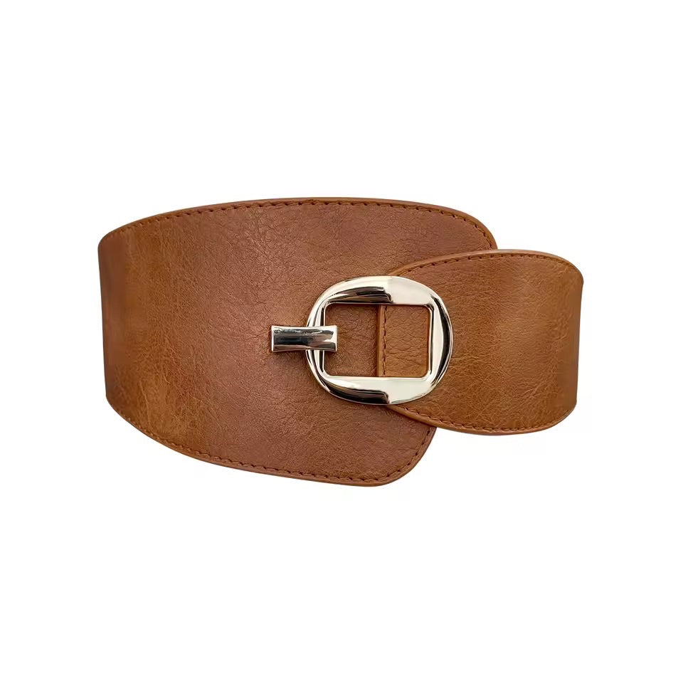 Brown Stretch Gold Buckle Belt