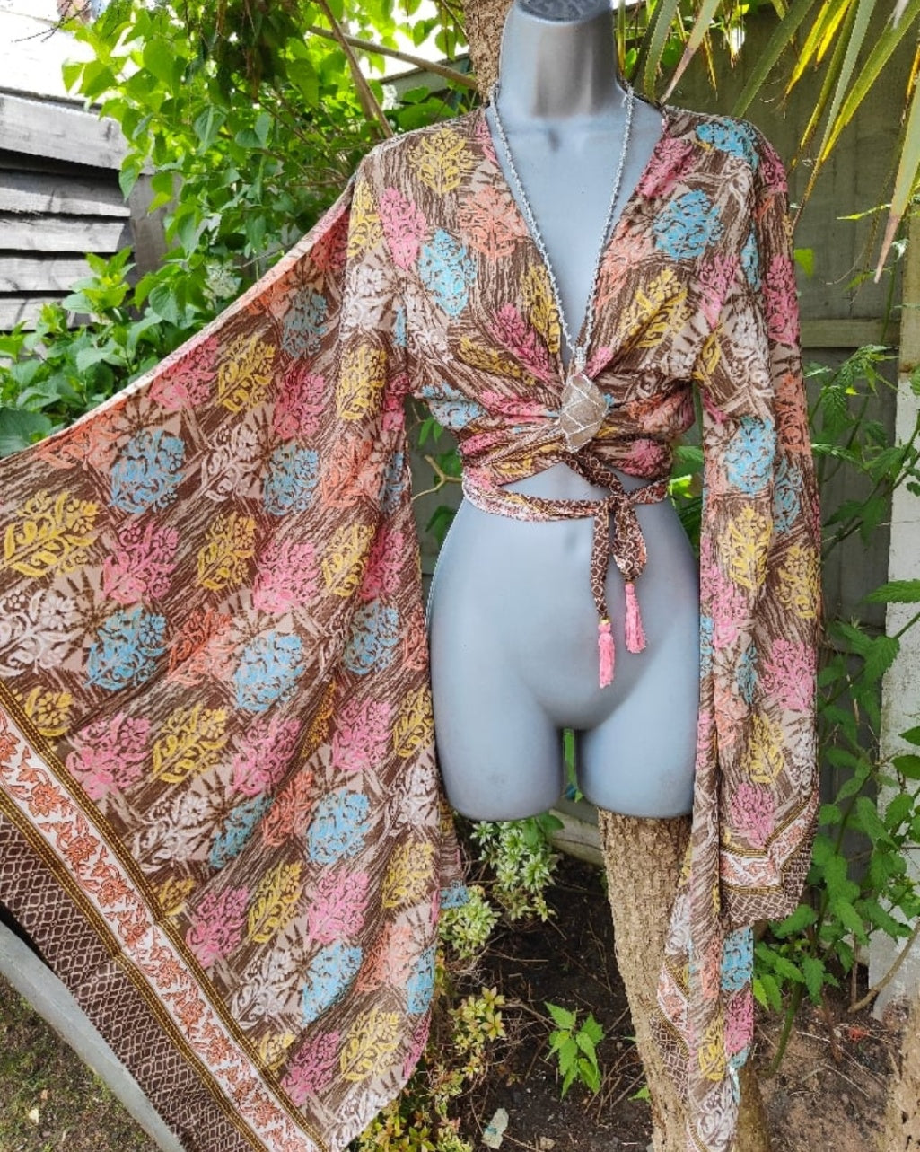 Pefkos co ord set top and sarong scarf - pastels