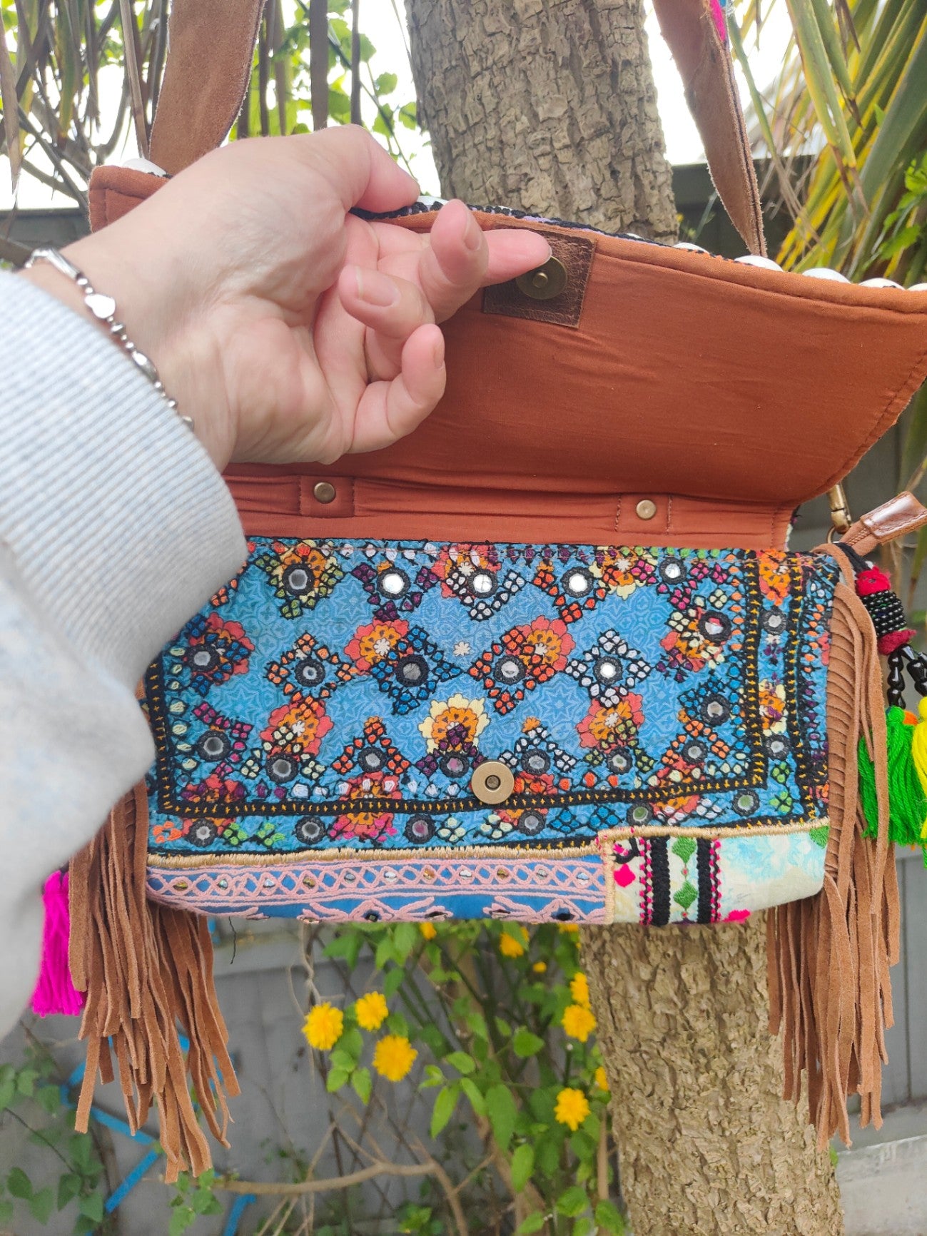 Mini city bag with detachable vintage strap purple