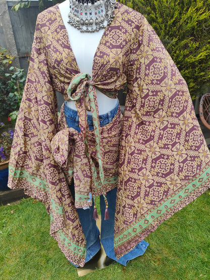 Pefkos co ord set top and sarong scarf choc mint