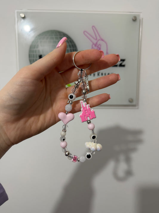 Pink ‘Disney’ keyring - silver