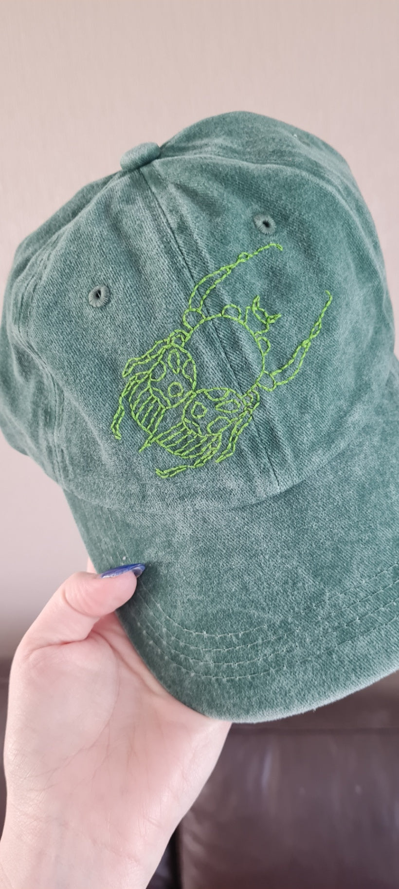 Green Beetle Embroidered Cap