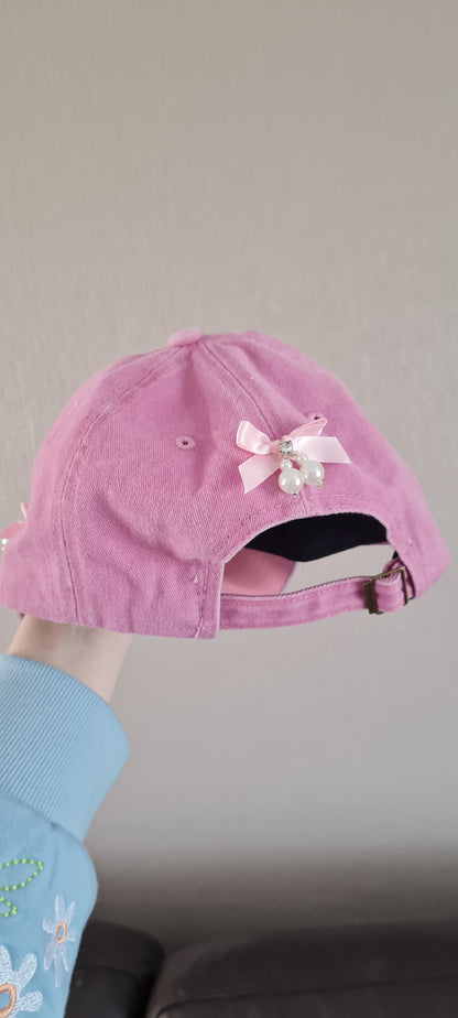 Pink Embellished Bow Cap