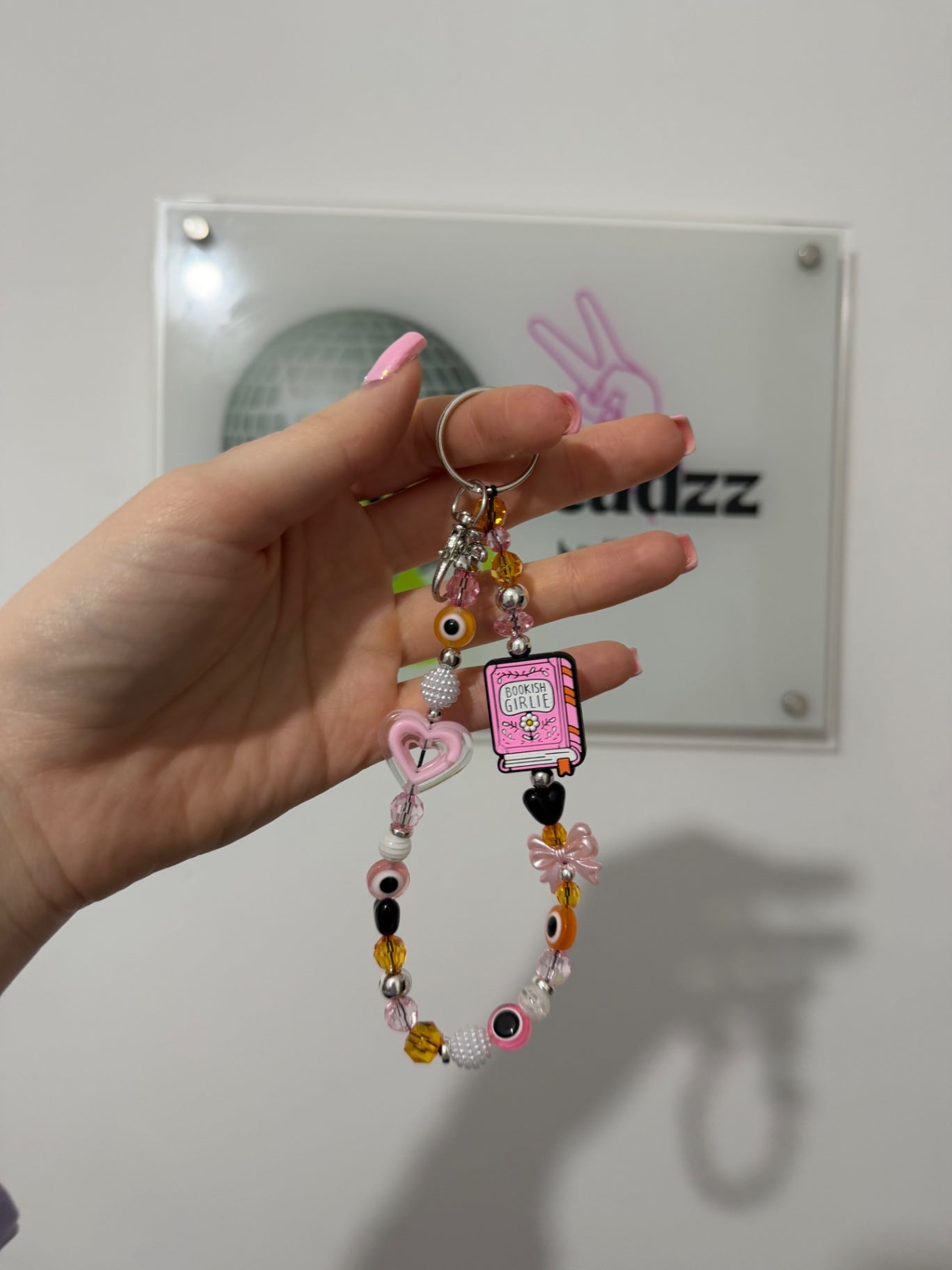 ‘Bookish girlie’ keyring - silver