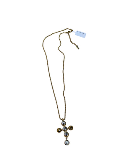 Cross Pearl Necklace Gold Silver Mix 