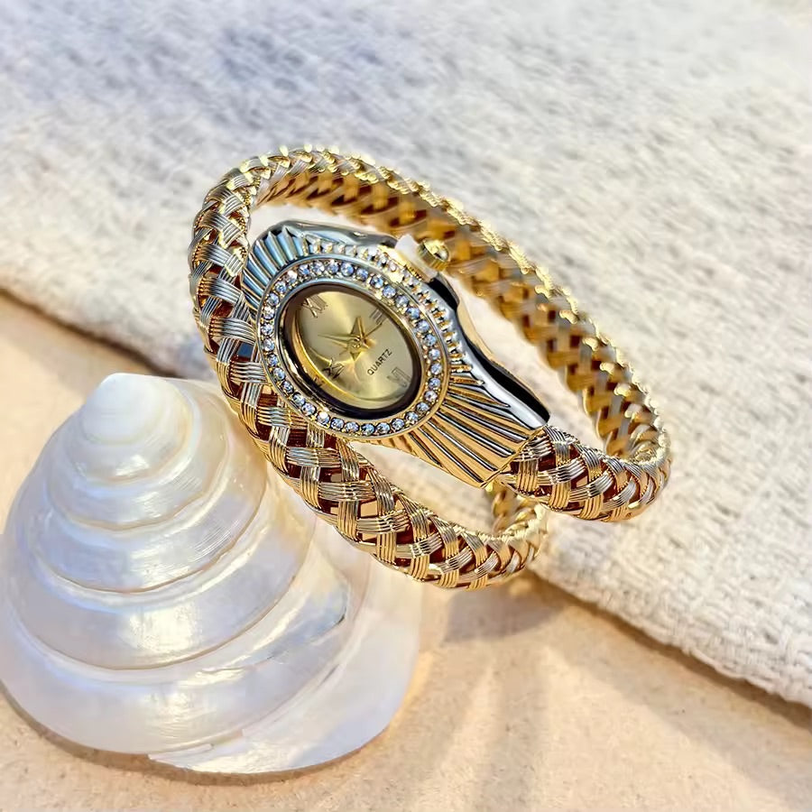 Crystal Gold Snake Watch Stainless Steel