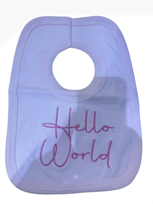 Pink Hello World Bib
