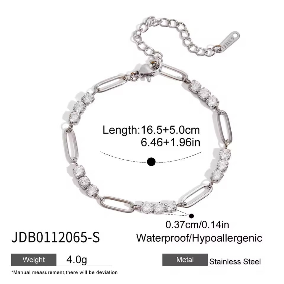 Solace Crystal Chain Bracelet Silver