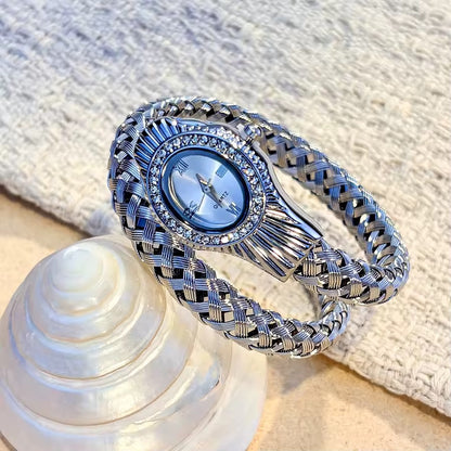 Crystal Silver Snake Watch Stainless Steel