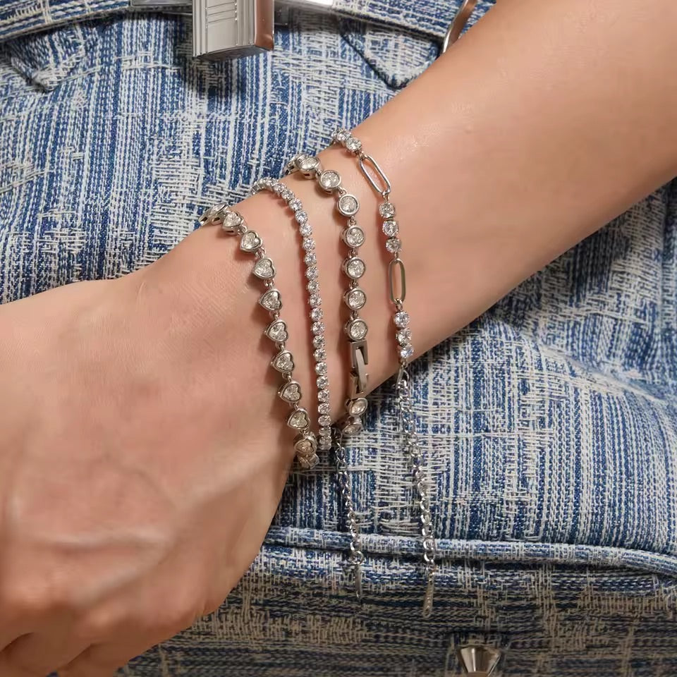 Solace Crystal Chain Bracelet Silver