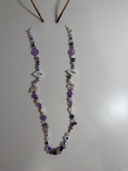 Twin flame sunglasses strap - purple/silver