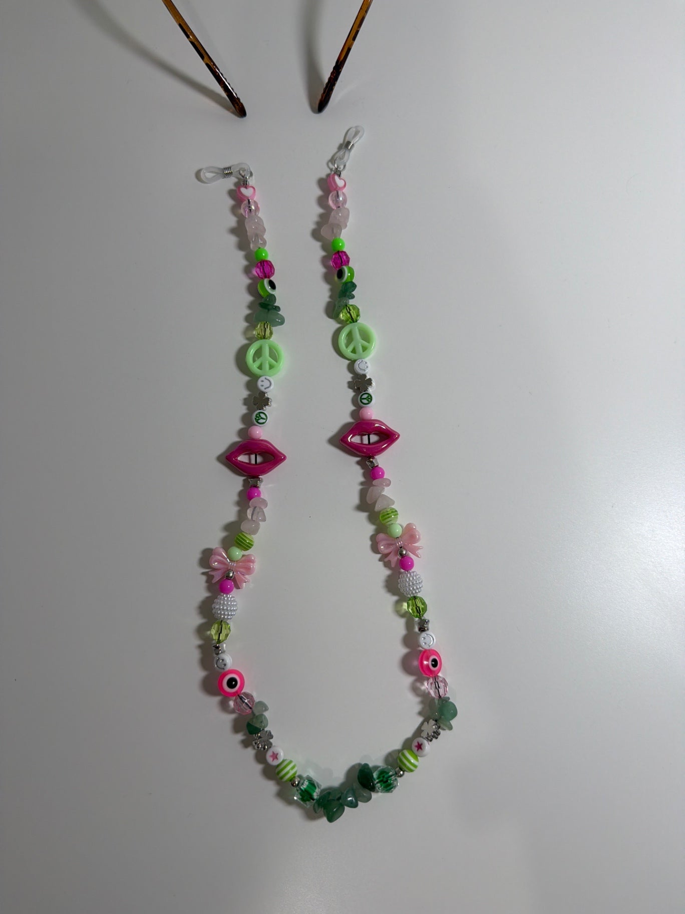 Twin flame sunglasses strap - pink/green/silver