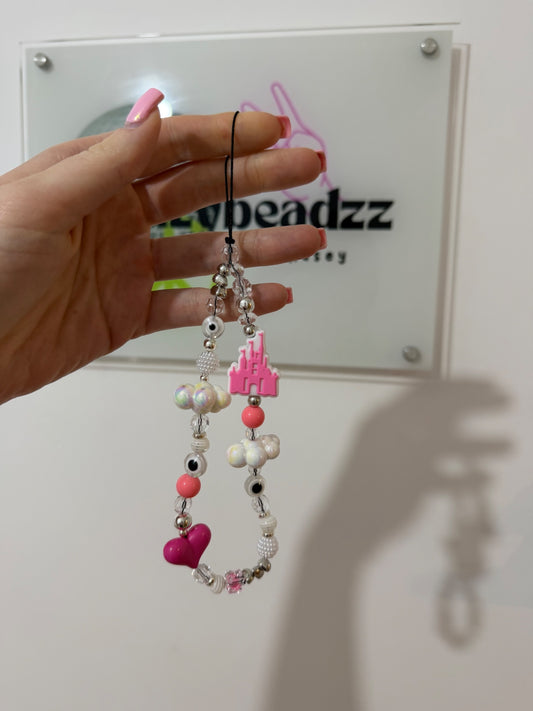 Pink ‘Disney’ phone charm - silver