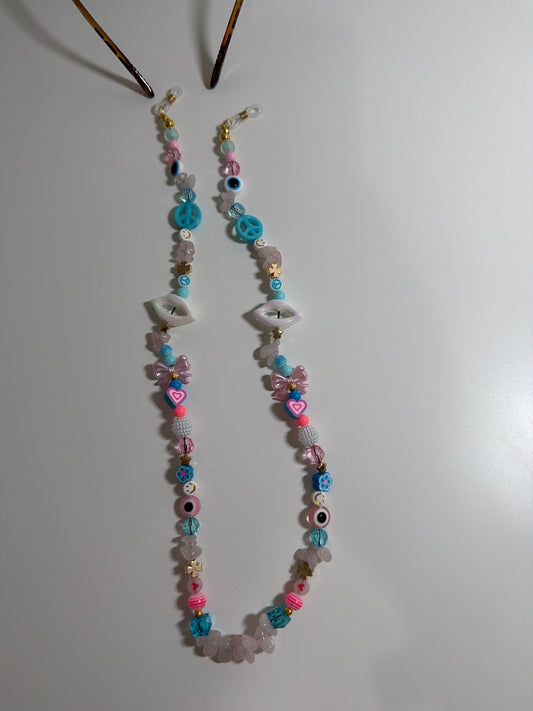 Twin flame sunglasses strap - pink/blue/gold