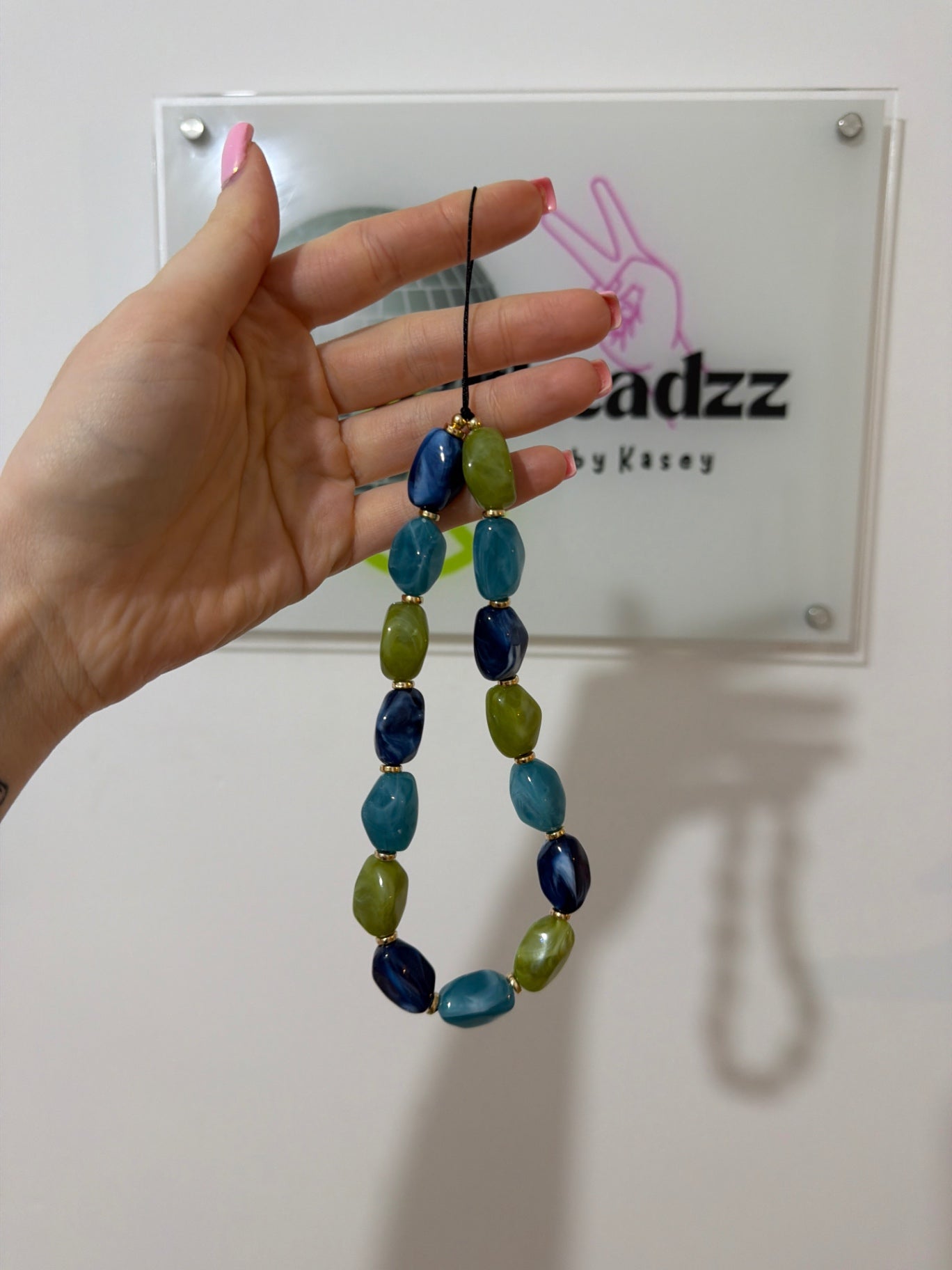 Aqua forest phone charm - gold