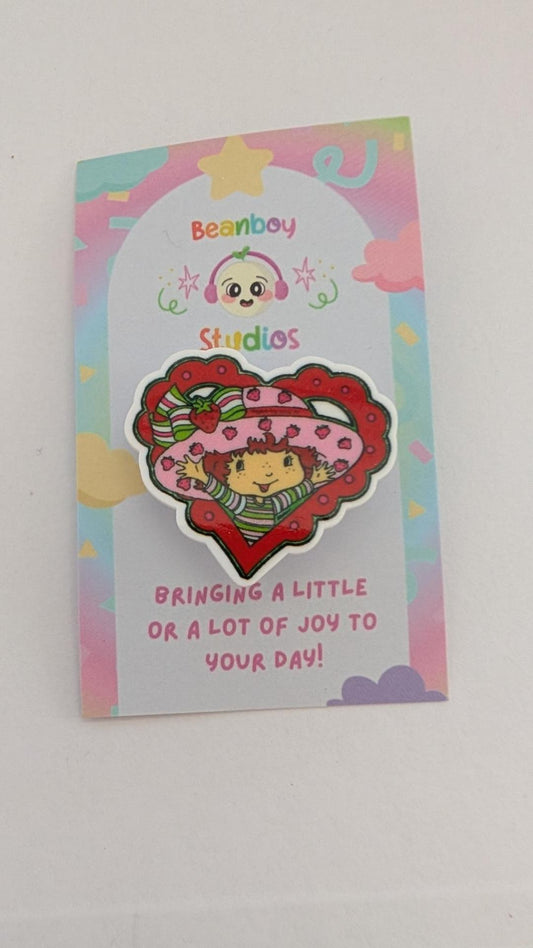 Strawberry Heart Pin Badge