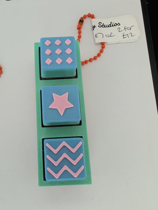 Spiky Brick Clicker Keychain Blue Star/Zigzag