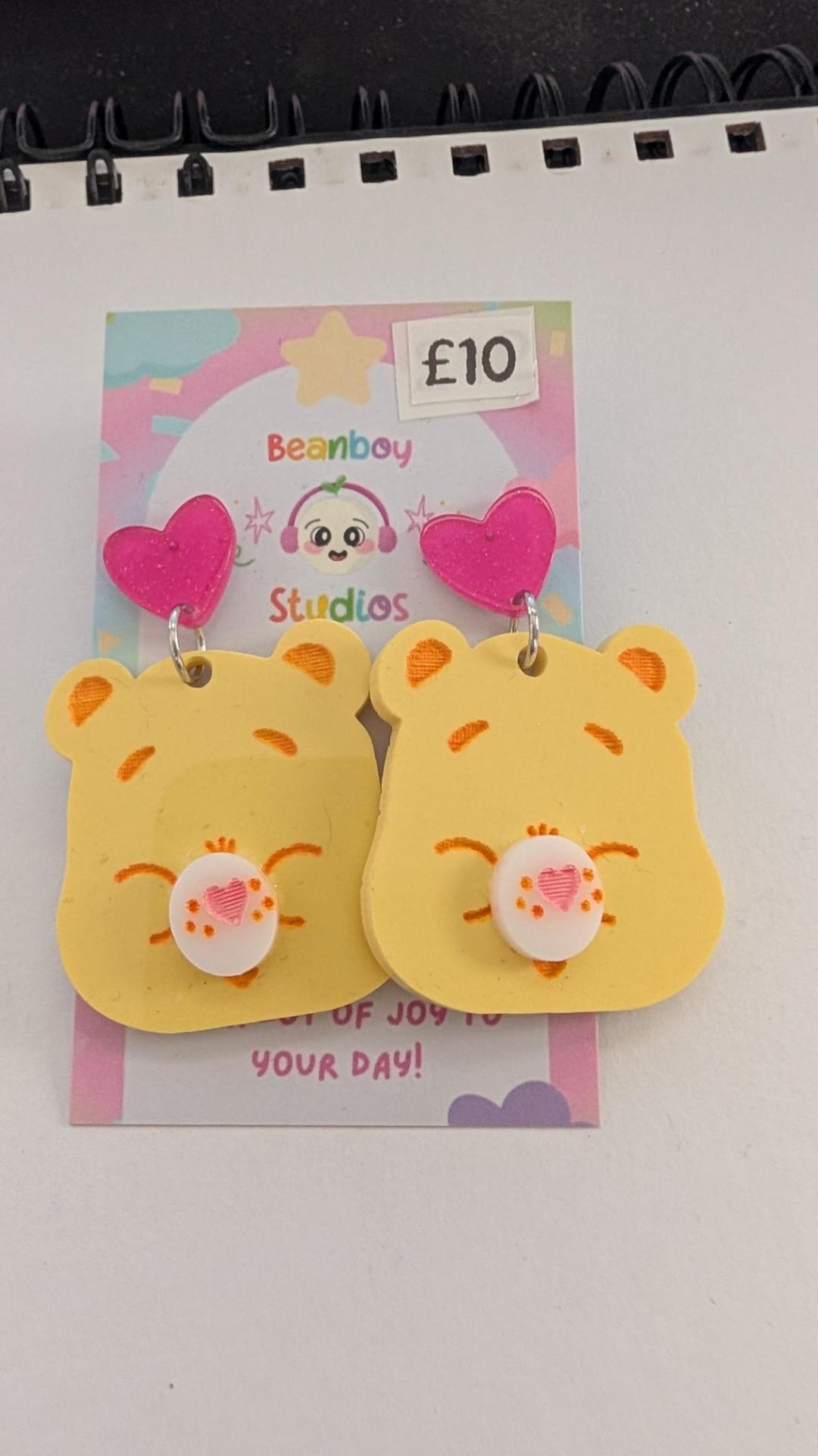 Yellow Cute Bear Earrings
