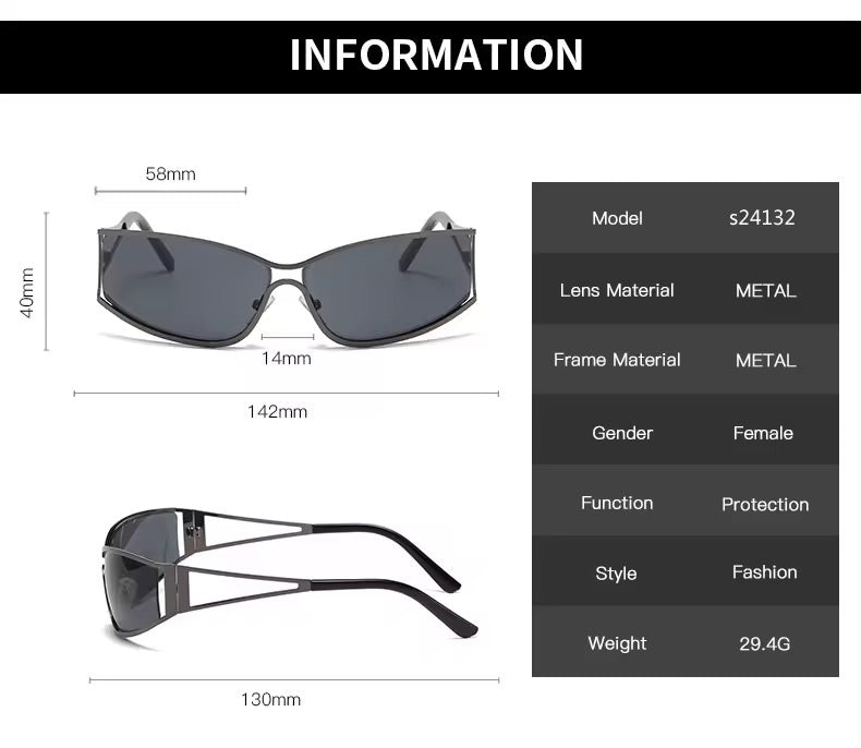 Shield Y2K Metal Sunglasses Pink