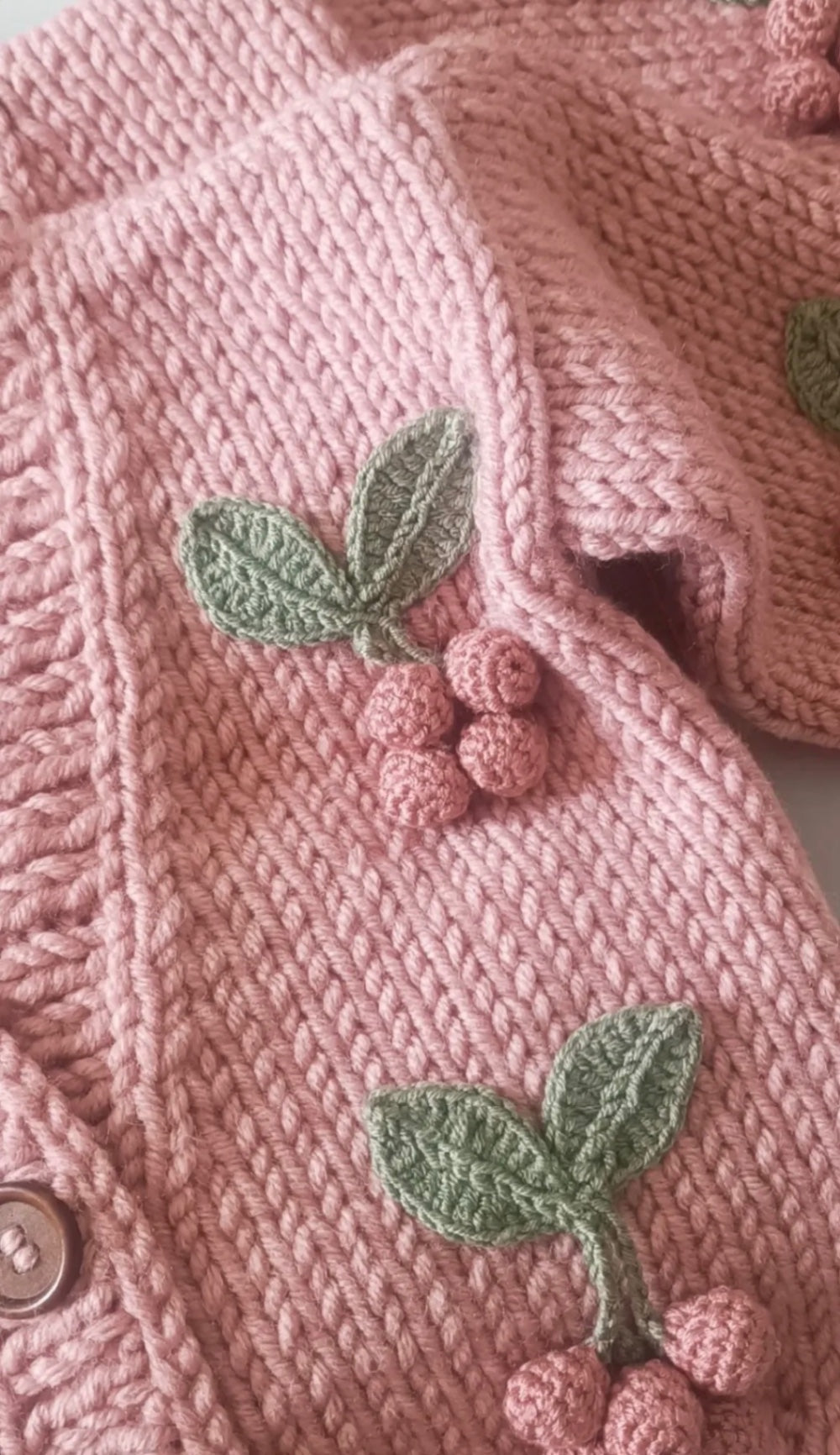 18/24m Pink Handmade Cherry Cardigan