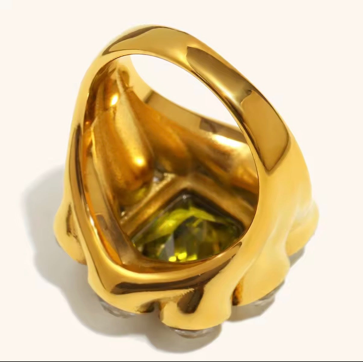 Verdant Halo Ring Size 8 Zirconia Crystal Stainless Steel