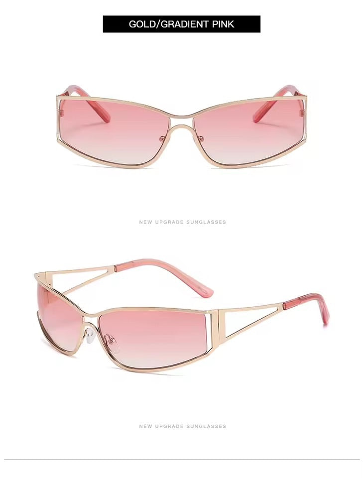 Shield Y2K Metal Sunglasses Pink