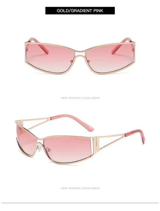 Shield Y2K Metal Sunglasses Pink