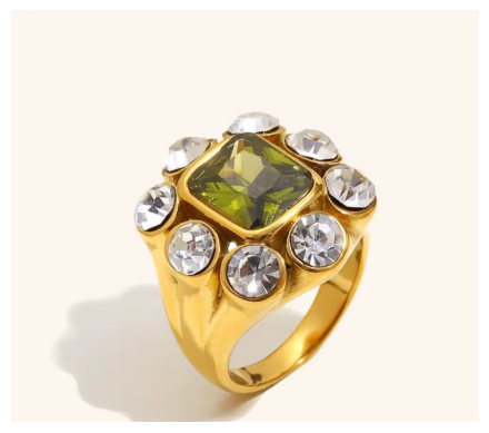 Verdant Halo Ring Size 8 Zirconia Crystal Stainless Steel