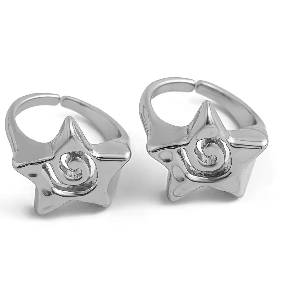 Silver Chunky Star Ring Adjustable