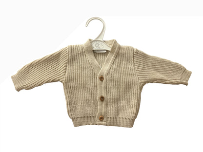 0-3m Beige Hello World Cardigan