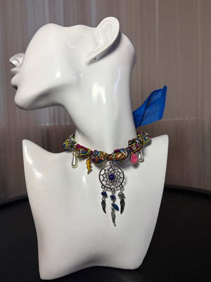 Colourful bandana charm necklace 