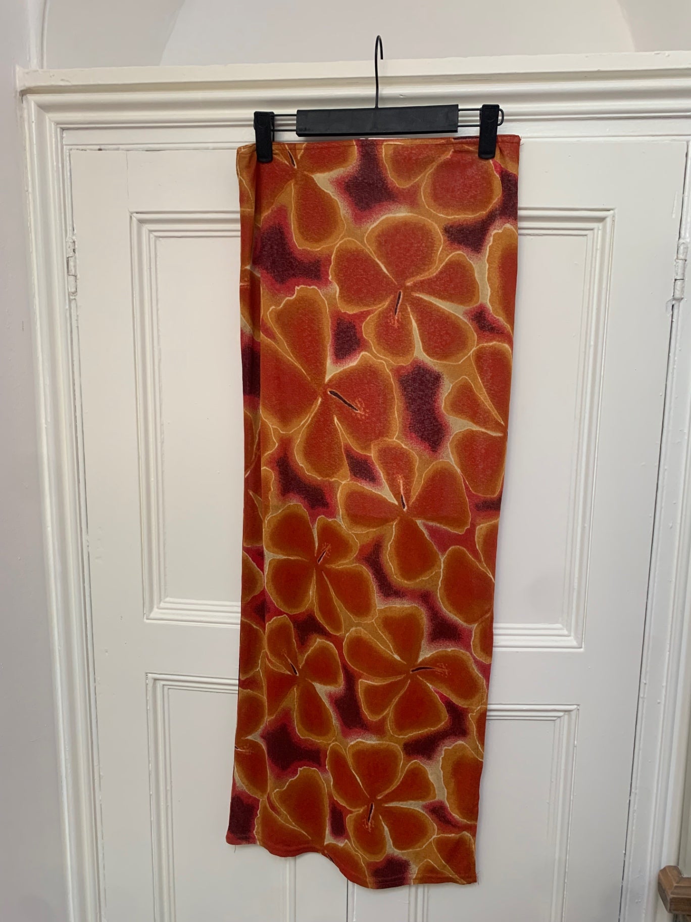 orange floral maxi skirt 