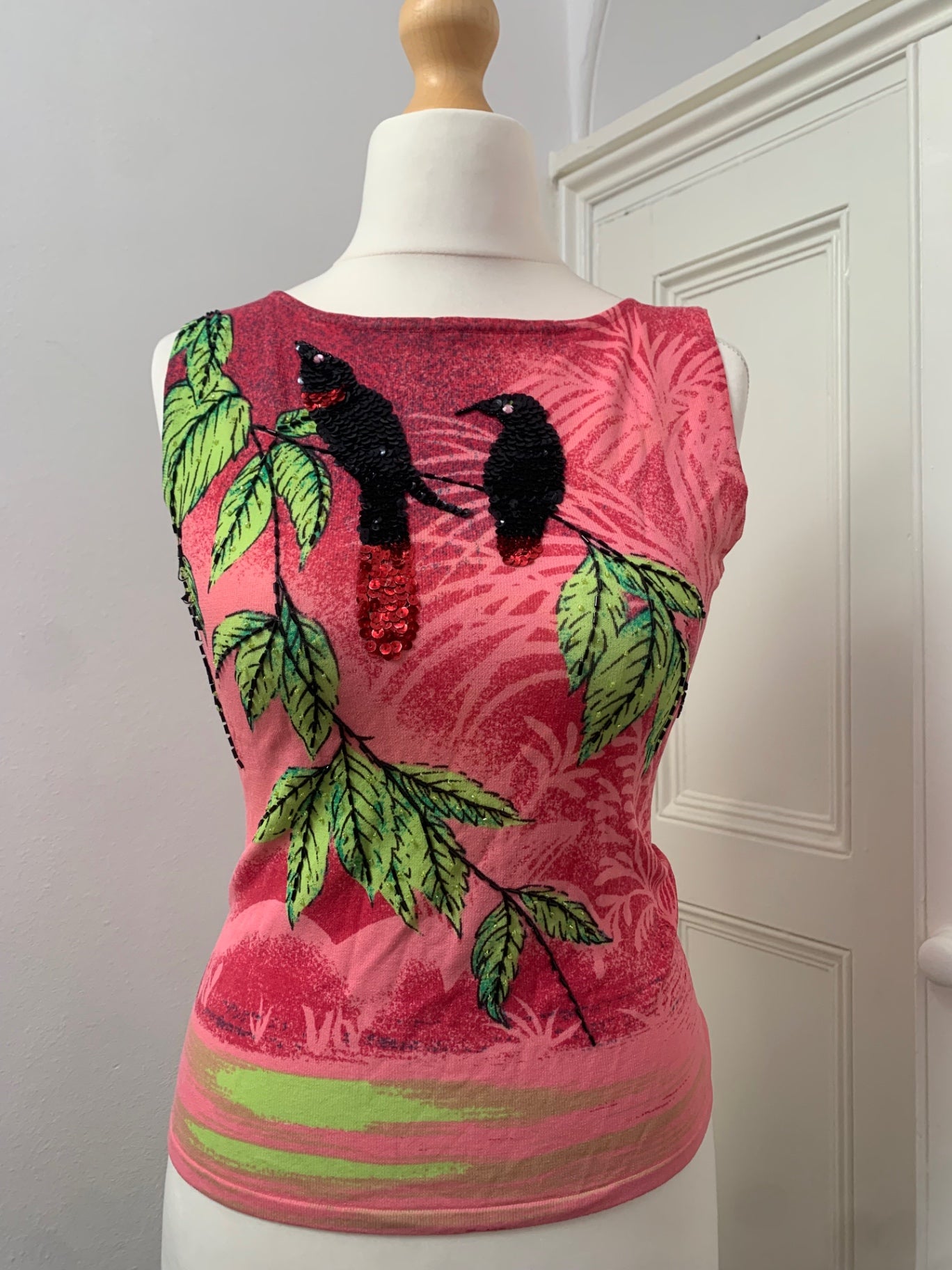 vintage sequin bird top