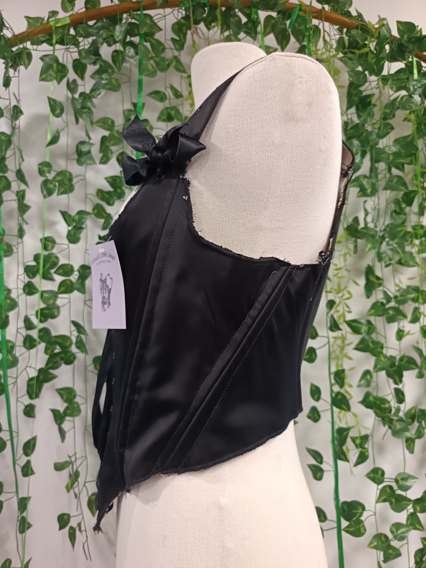 Black satin corset top