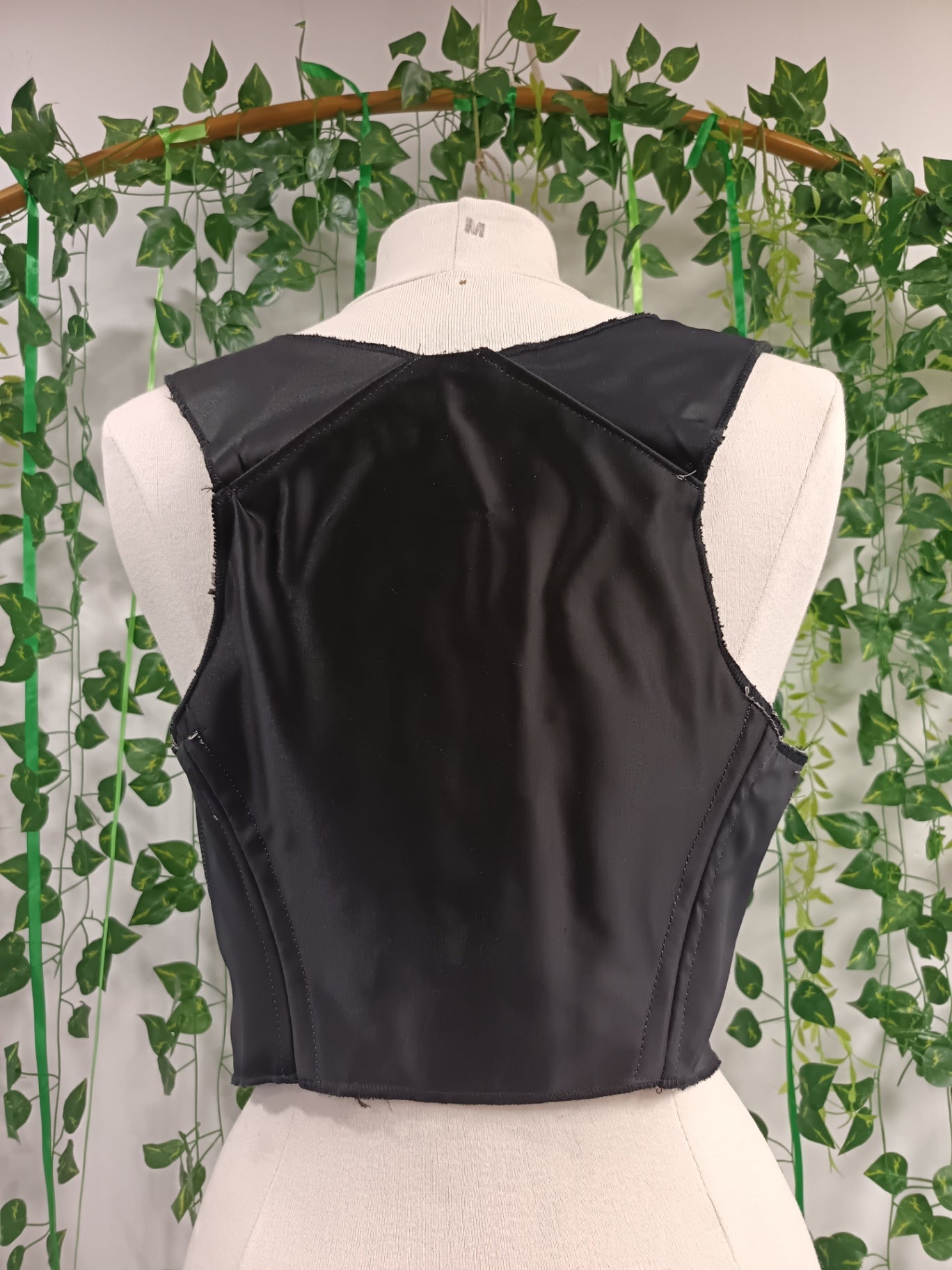 Black satin corset top