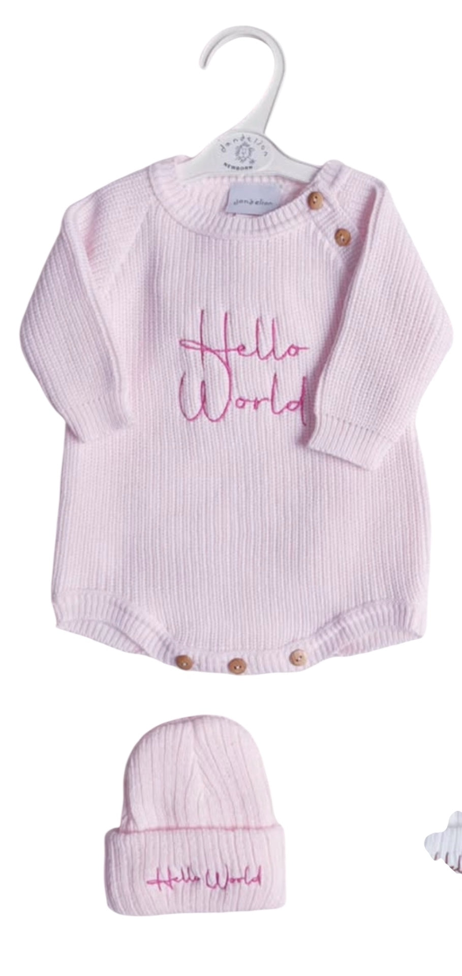 Newborn Pink Hello World Romper And Hat