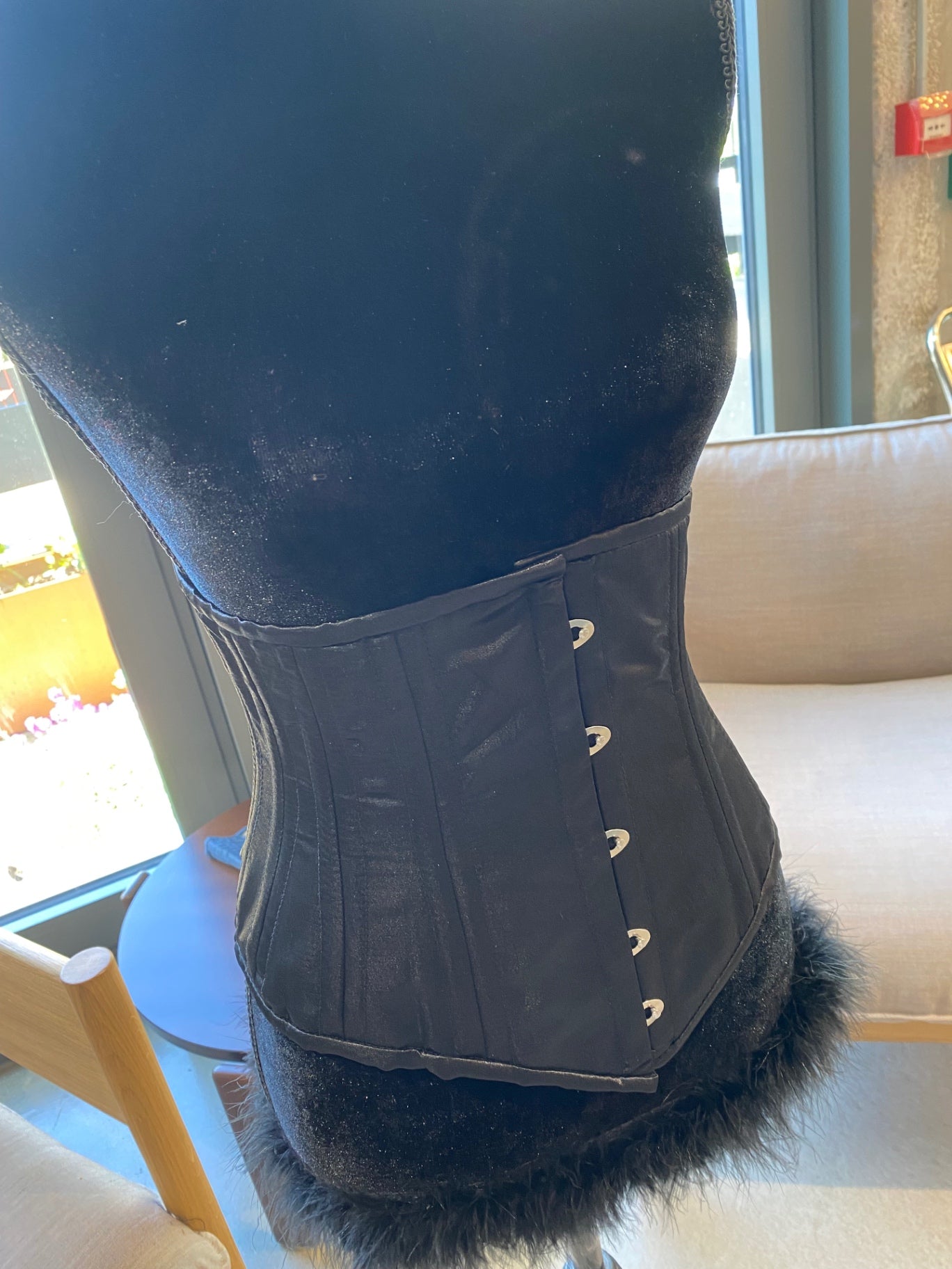 Black satin half corset