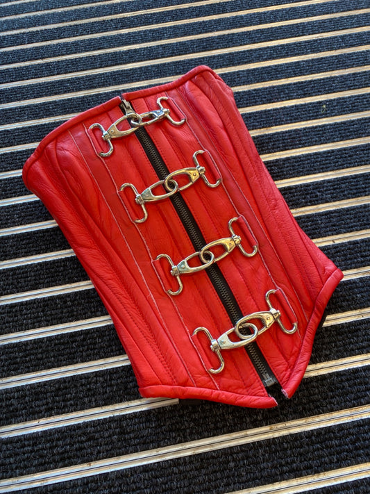Red leather corset top
