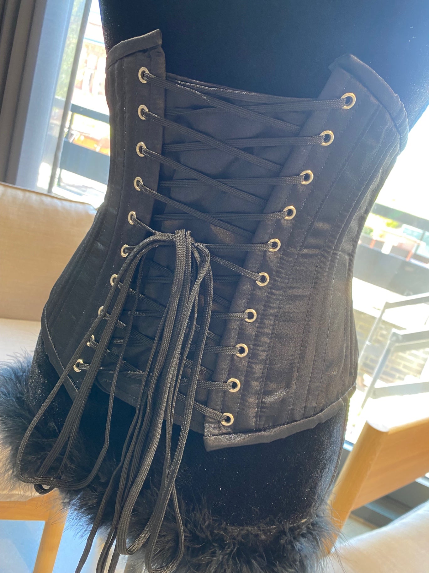 Black satin half corset